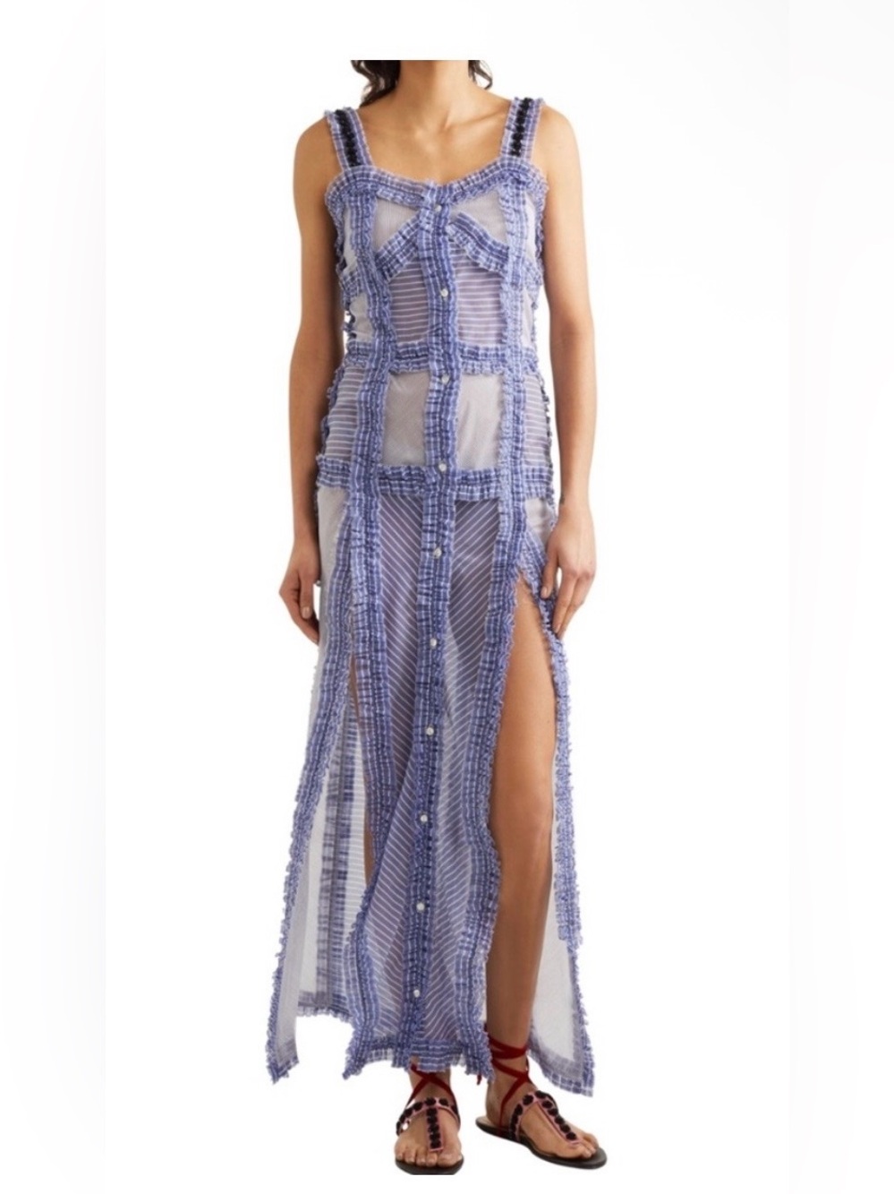 The Attico Margherita Cotton and Silk Stripe Long Dress size 1 MSRP $1365 - Picture 2 of 11